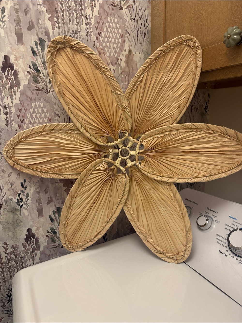 Natural Woven Palm Flower Wall Decor - Tan